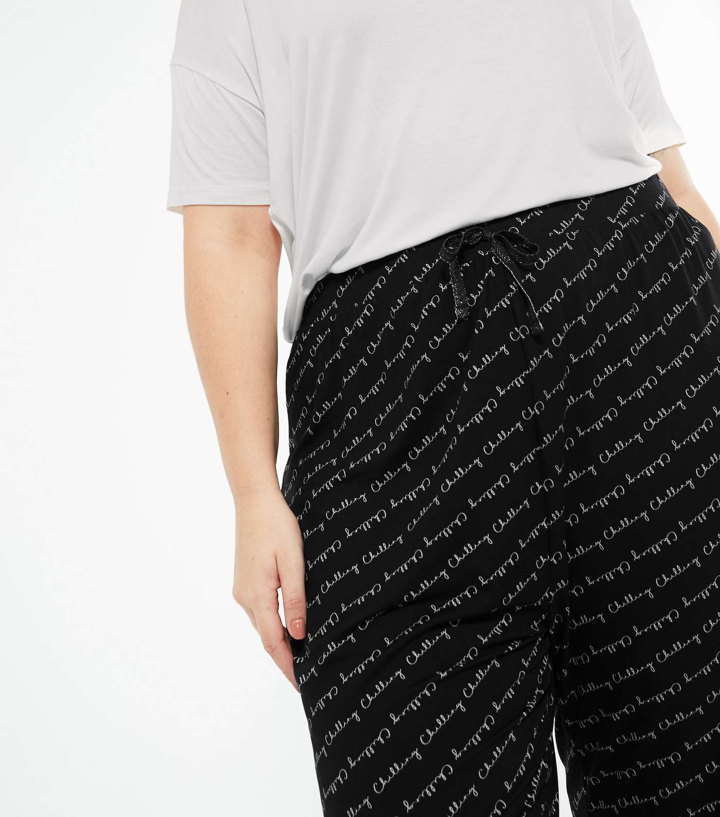 Curves Black Soft Touch Pug Slogan Jogger Pyjama Set Image 4