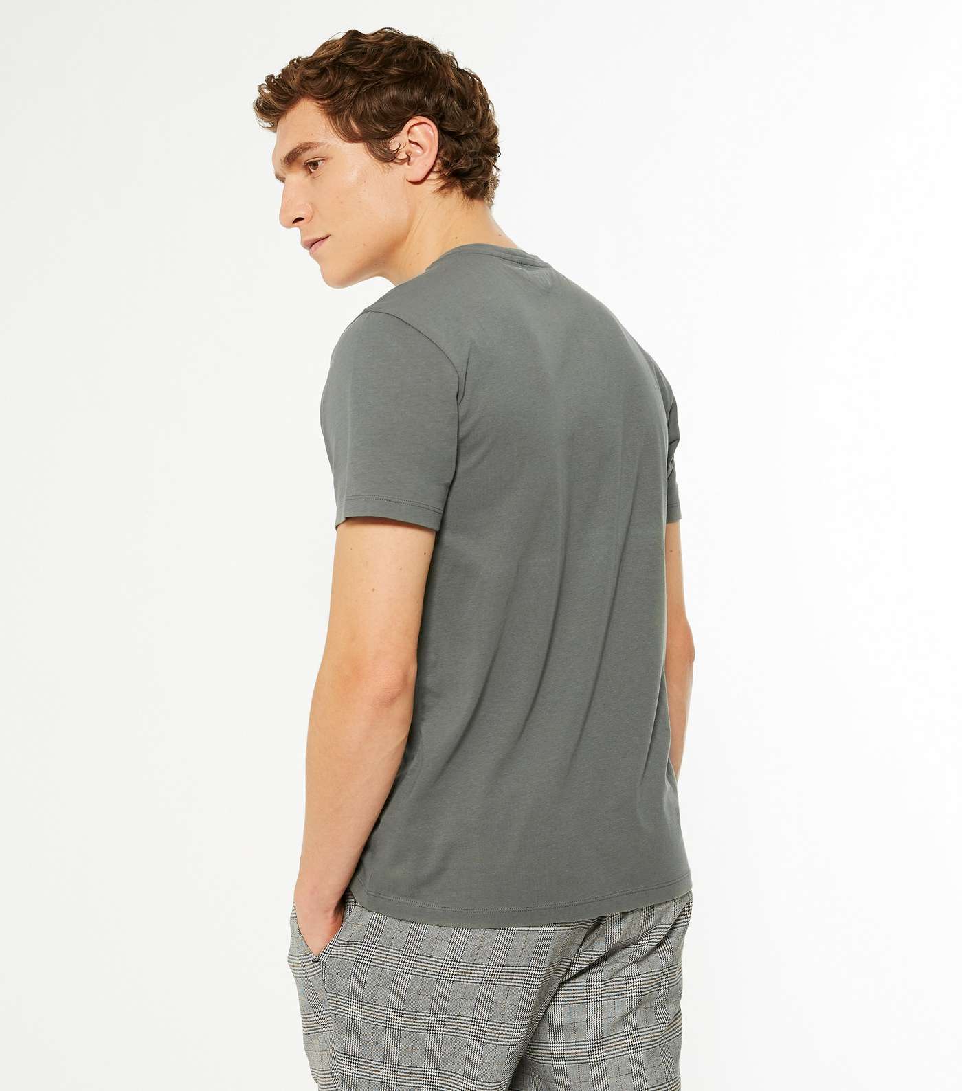Olive Plain Short Sleeve T-Shirt  Image 4