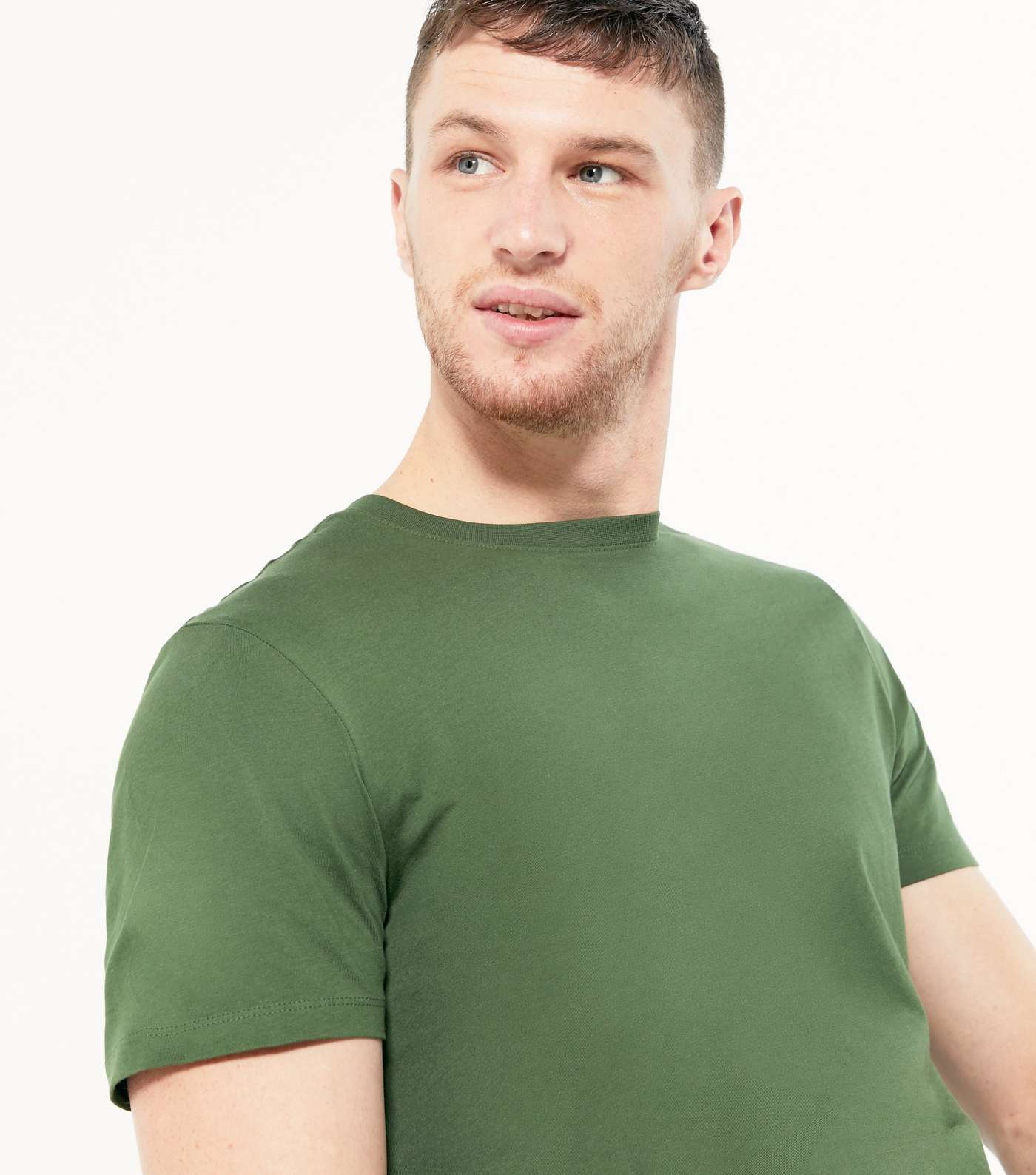 Dark Green Plain Short Sleeve T-Shirt Image 3