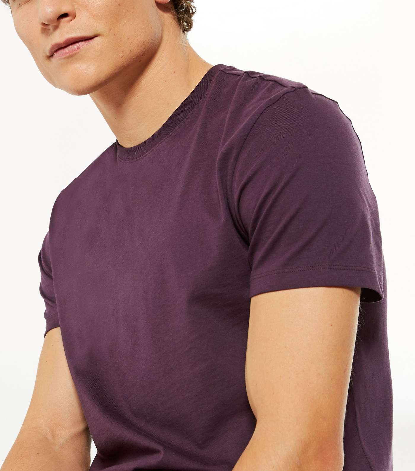 Purple Plain Short Sleeve T-Shirt Image 3
