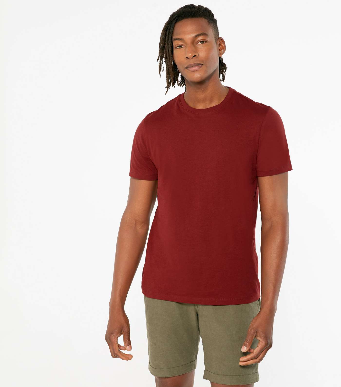 Dark Red Plain Short Sleeve T-Shirt 
