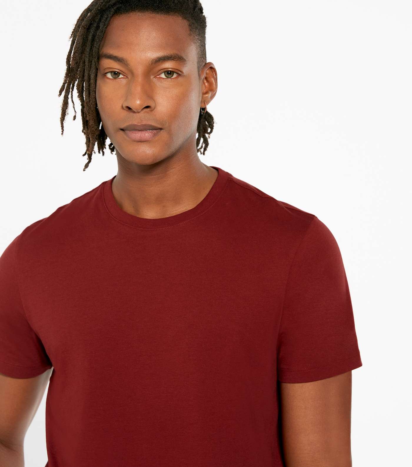 Dark Red Plain Short Sleeve T-Shirt  Image 3