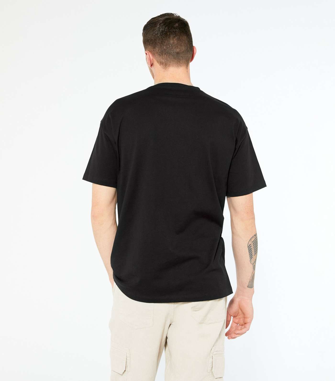 Black Plain Relaxed Fit T-Shirt Image 4