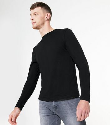 Image of Black Long Sleeve Crew Neck Top New Look