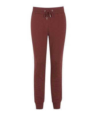 Image of Dark Red Drawstring Waist Cuffed Joggers New Look