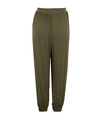 Image of Khaki Jersey Harem Trousers New Look
