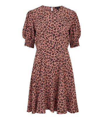 pink leopard print dress new look