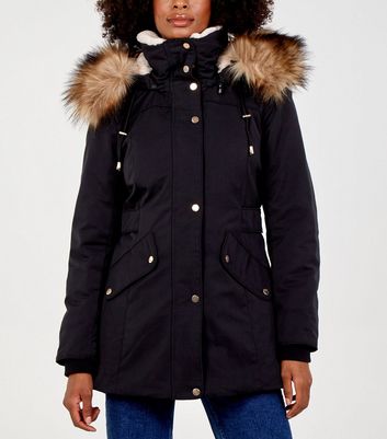 Blue vanilla black faux fur hooded parka jacket new arrivals