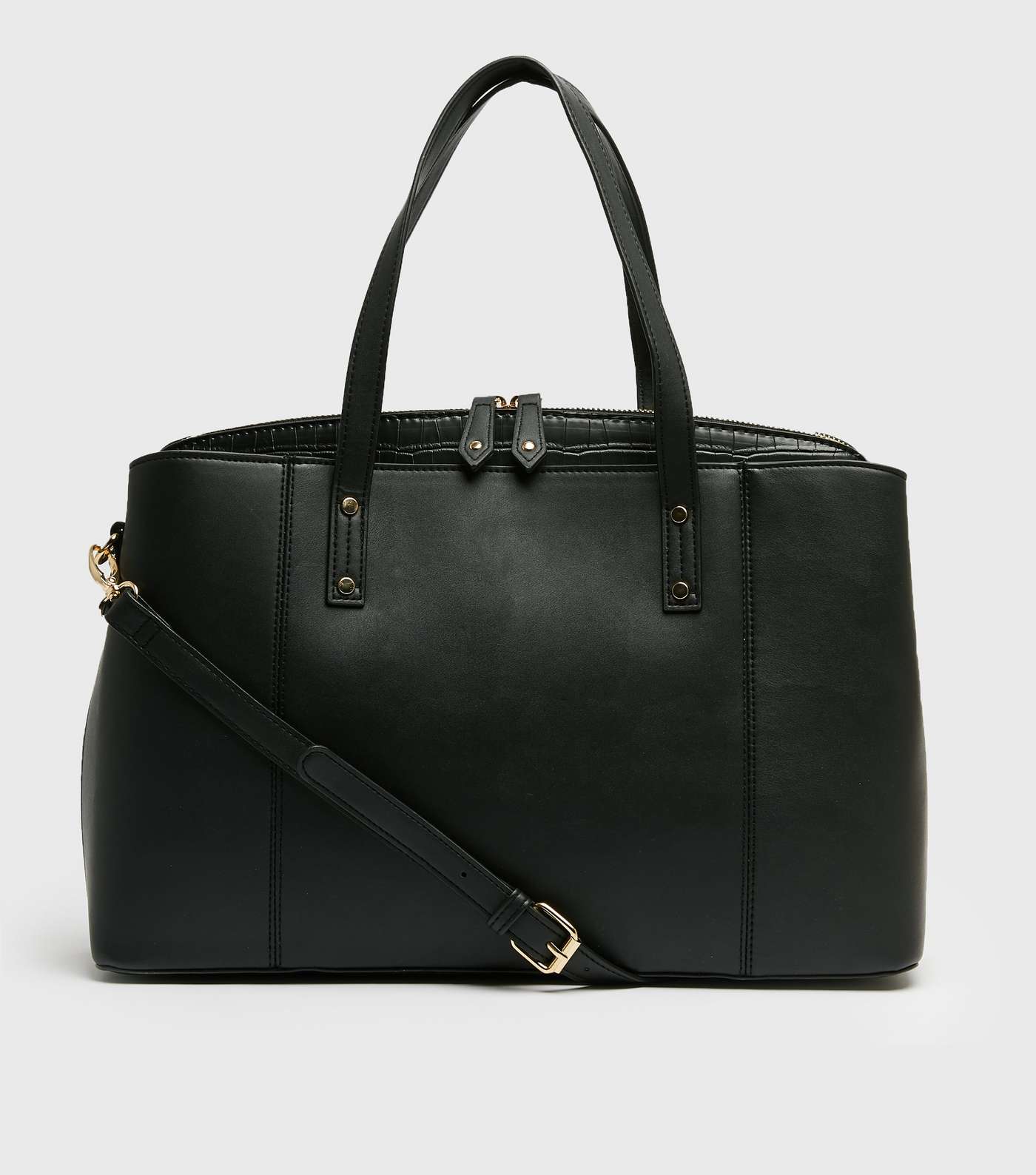Black Leather-Look Laptop Tote Bag 