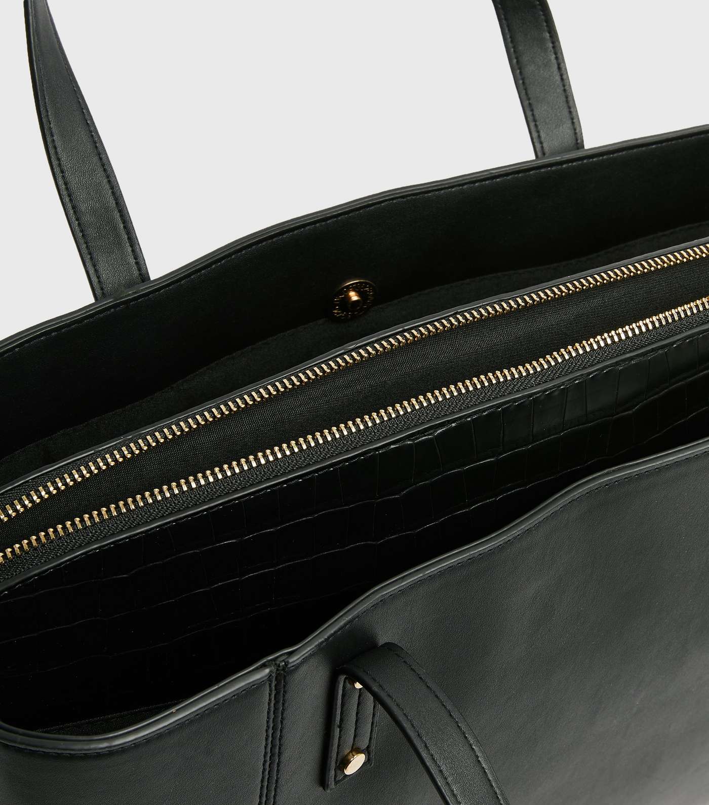 Black Leather-Look Laptop Tote Bag  Image 5