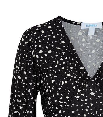 Image of Blue Vanilla Black Spot Tea Dress New Look