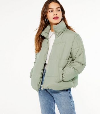 New look green puffer jacket sale