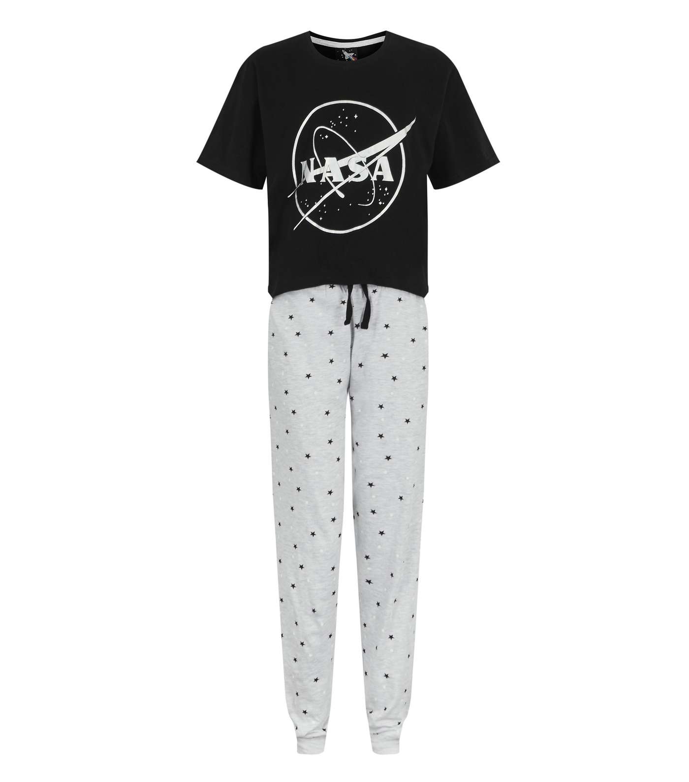 Girls Black NASA Logo Star Jogger Pyjama Set Image 5