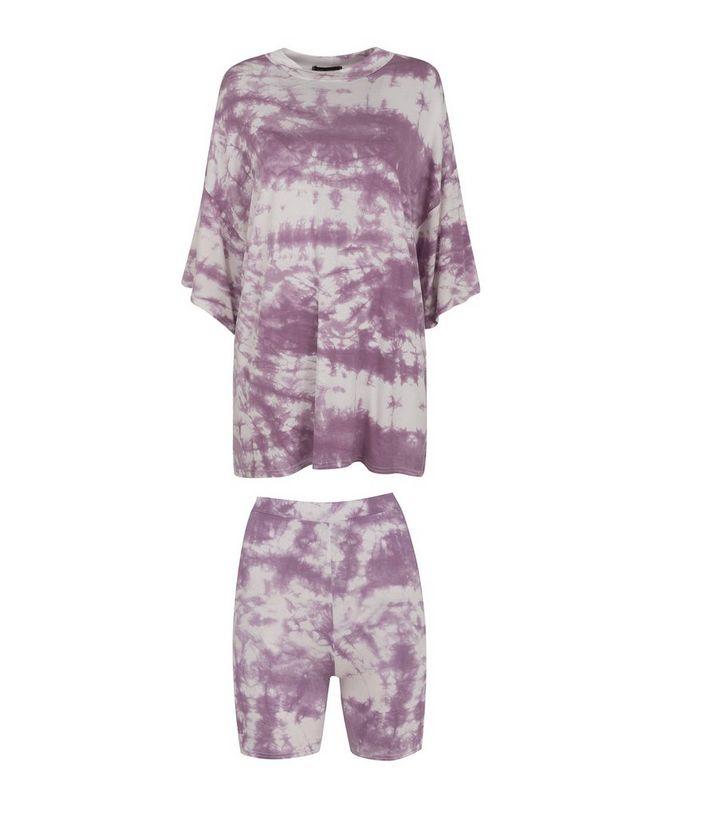 Dark Purple Tie Dye Cycling Short Set