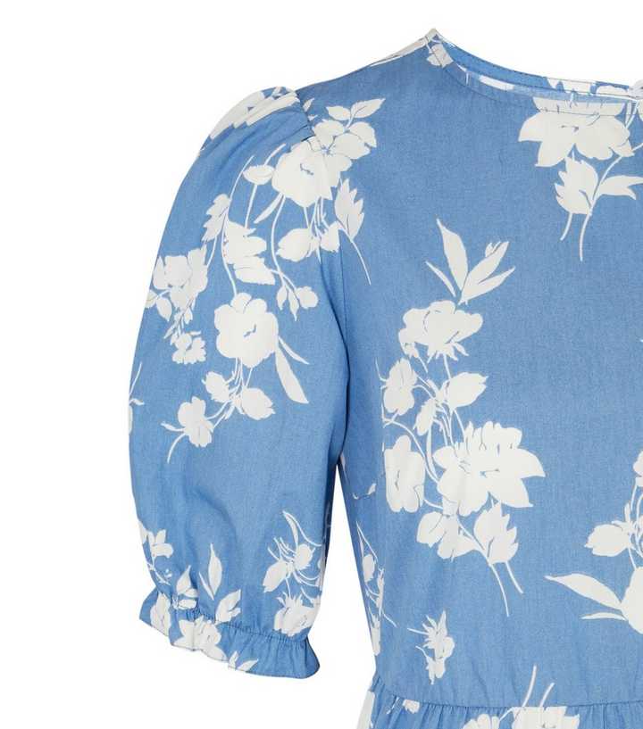 Blue Floral Poplin Smock Midi Dress | New Look Blue Floral Poplin Smock Midi Dress | New Look
