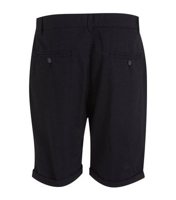 Image of Navy Polka Dot Chino Shorts New Look