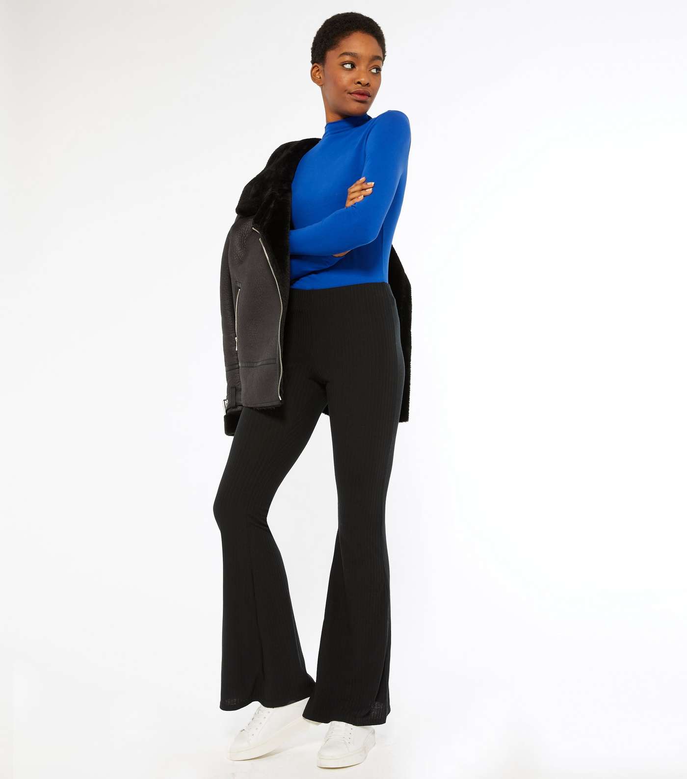 Bright Blue High Neck Long Sleeve Top Image 2