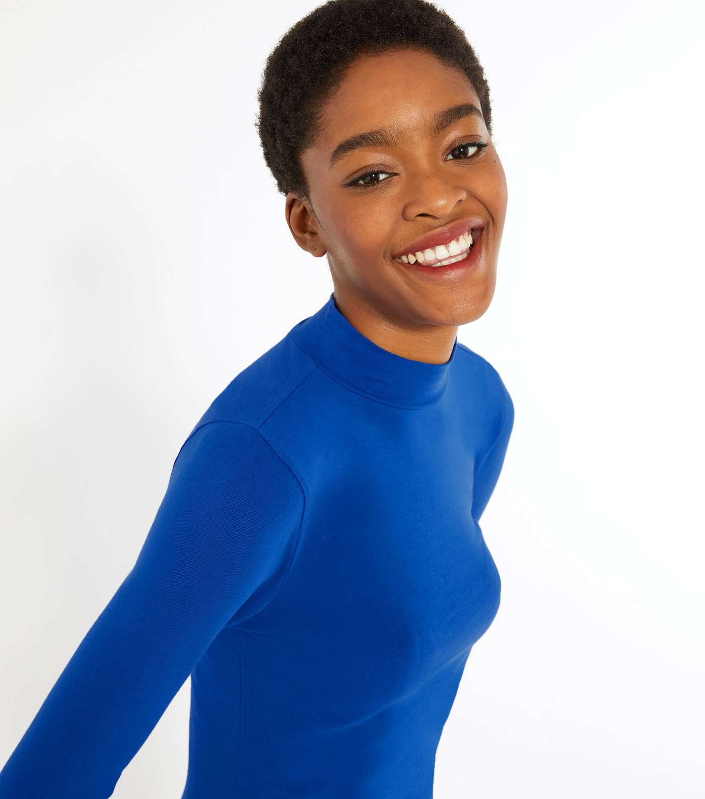 Bright Blue High Neck Long Sleeve Top Image 4