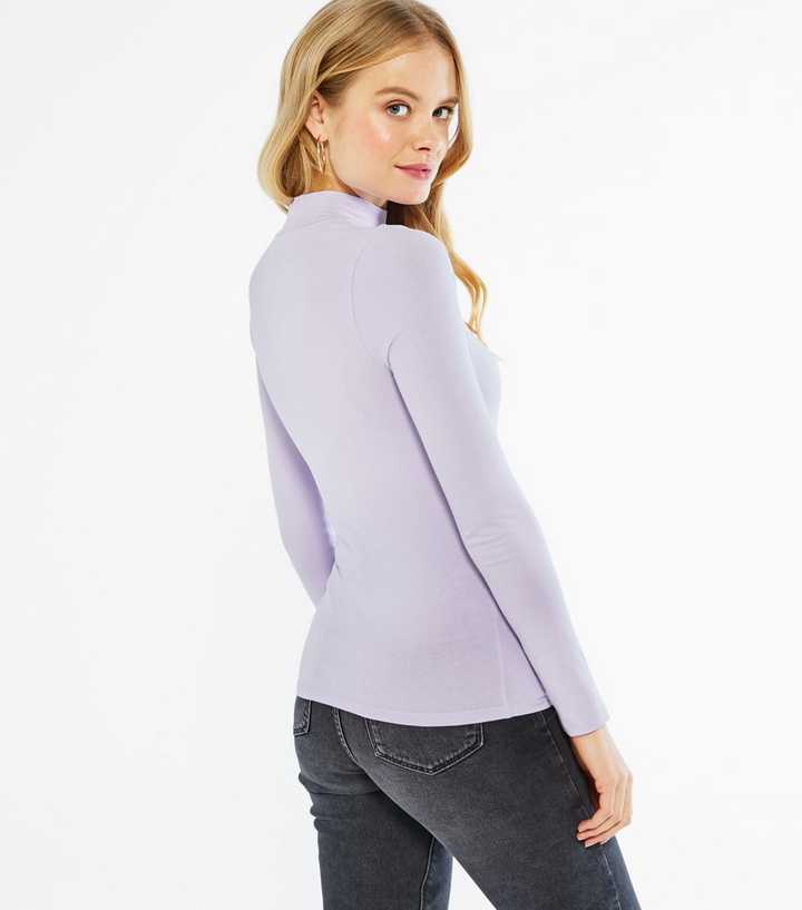 Neck Long Look Top New Lilac Sleeve High |
