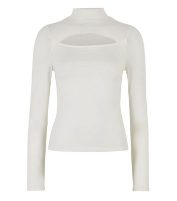 Off White High Neck Cut Out Top | New Look