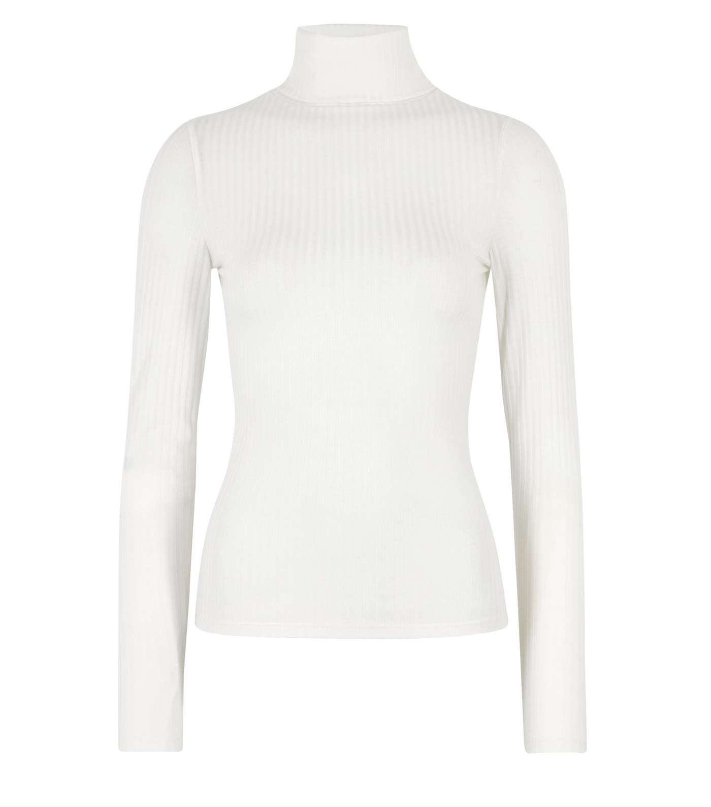 Off White Ribbed Roll Neck Top  Image 5