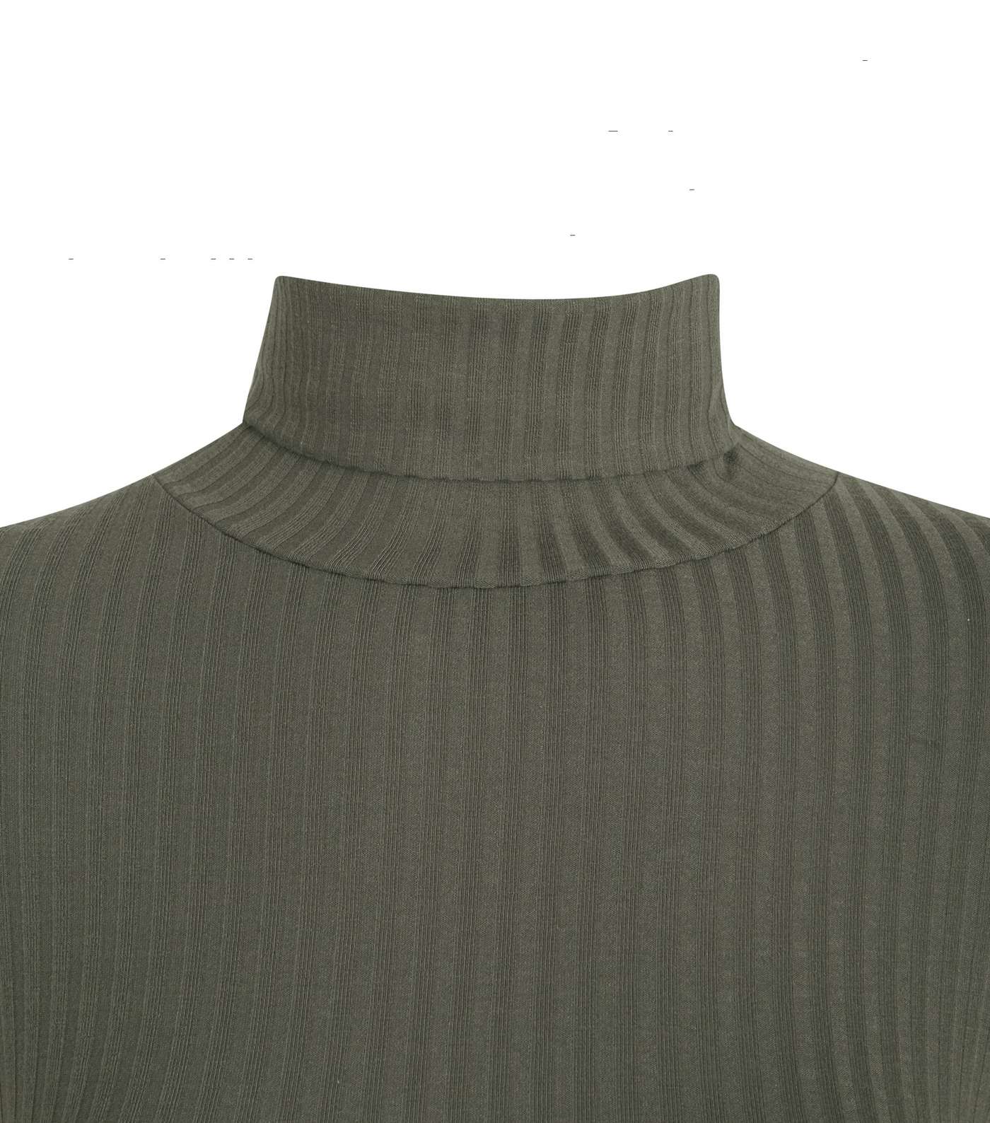 Khaki Ribbed Roll Neck Top  Image 3