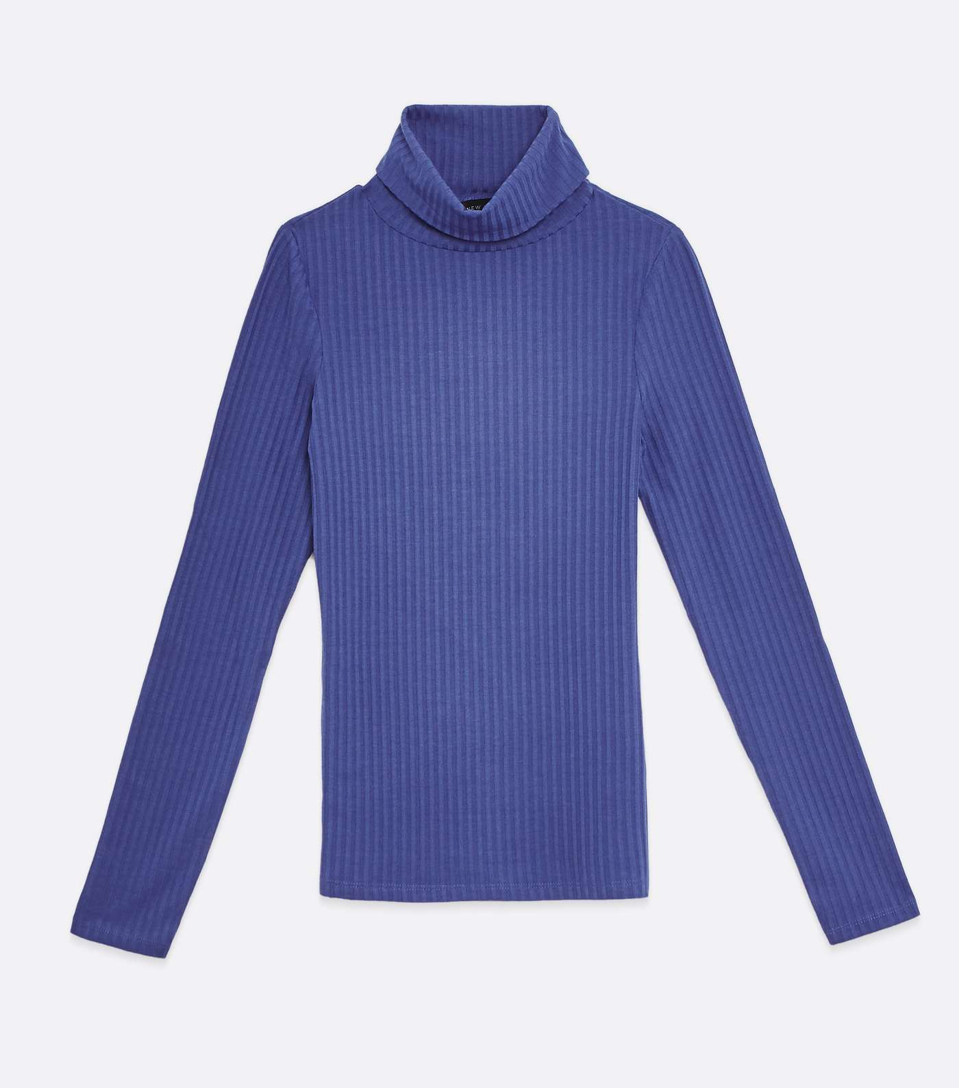 Blue Ribbed Roll Neck Top Image 5
