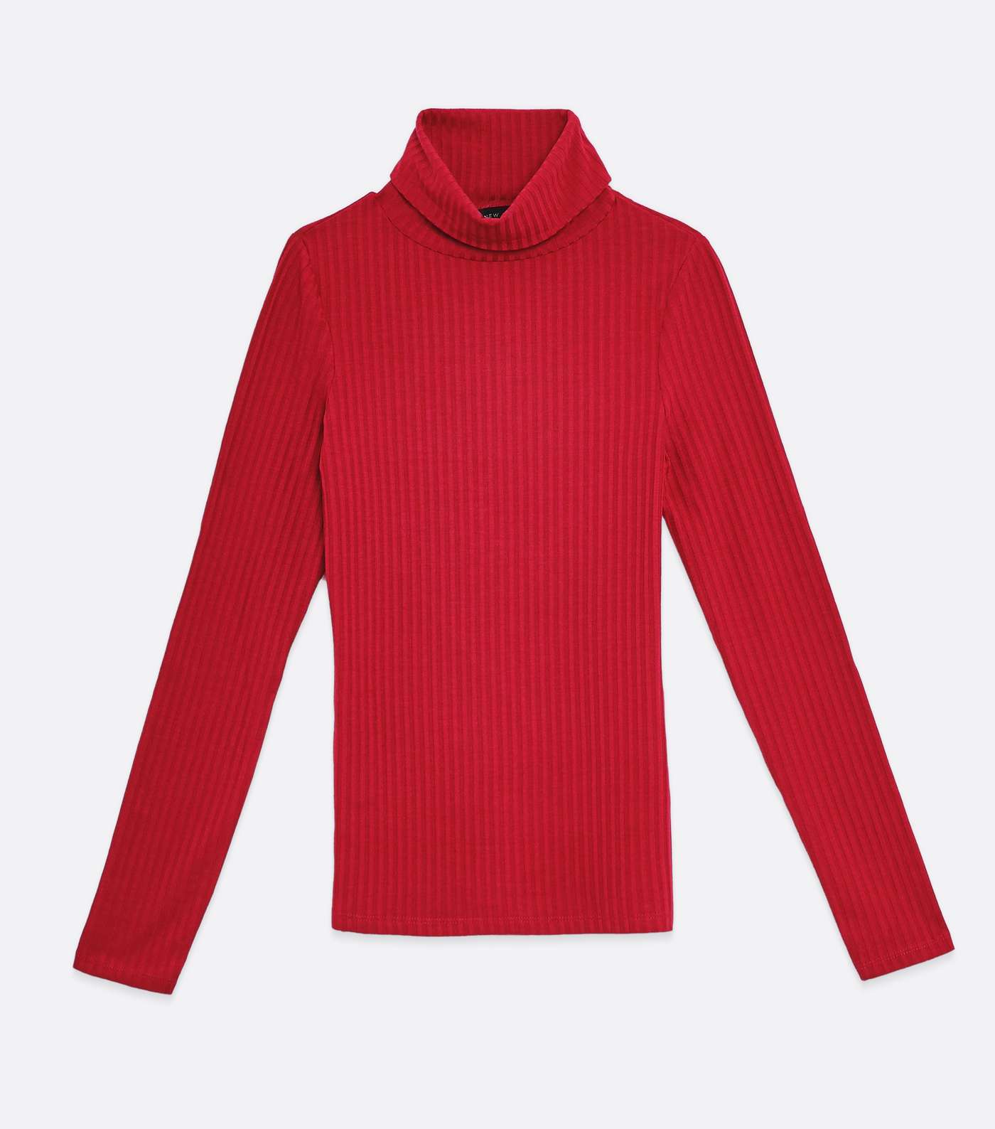 Red Ribbed Roll Neck Top Image 5