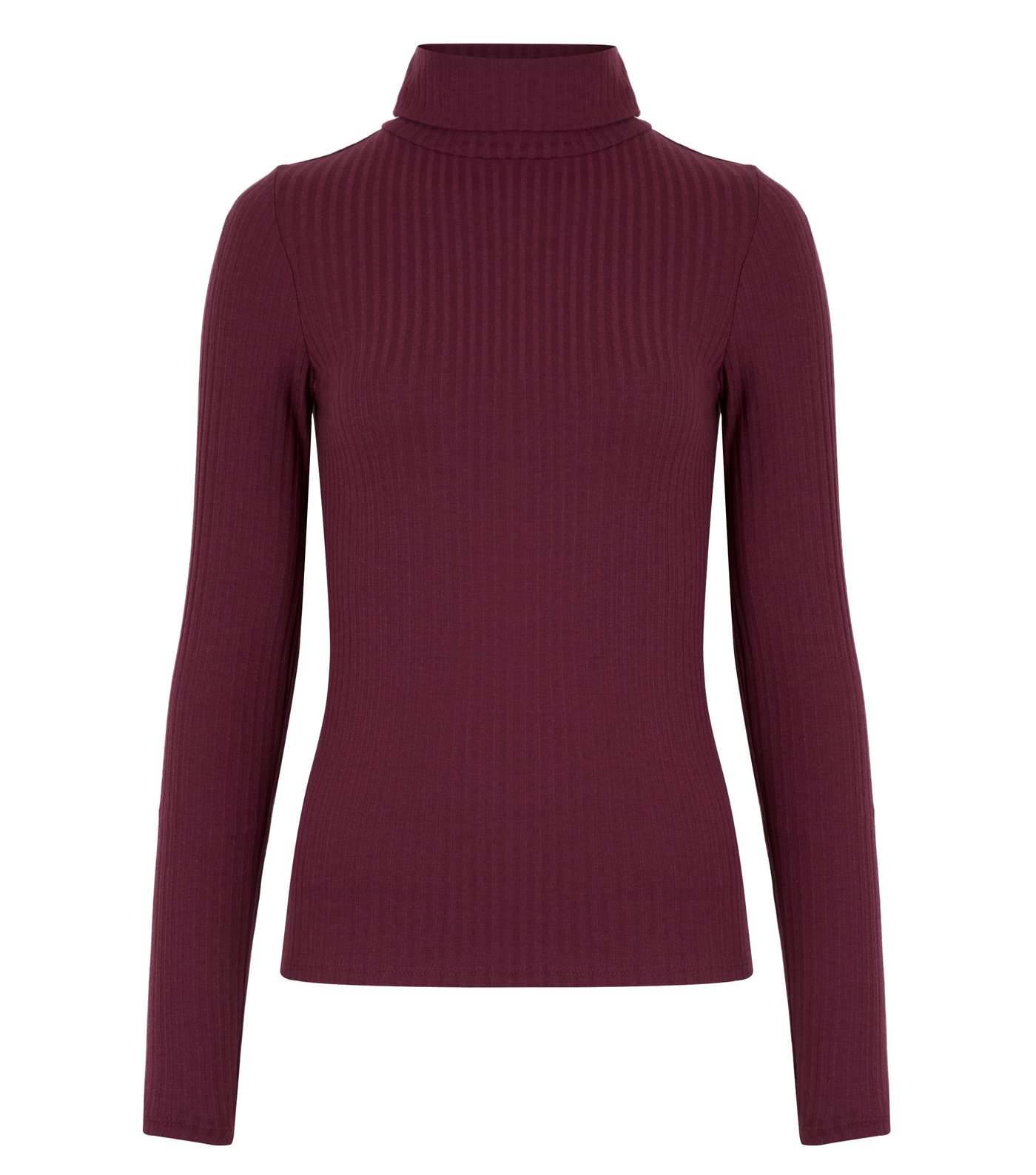 Burgundy Ribbed Roll Neck Top Image 5