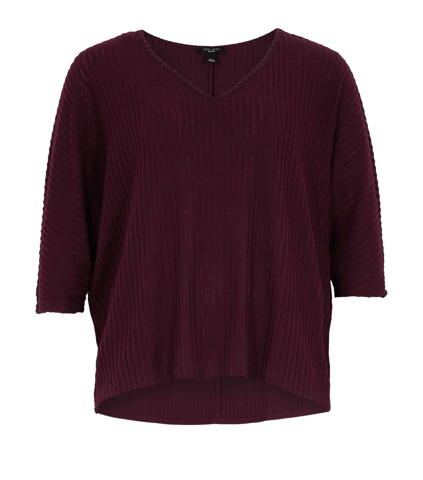 Curves Burgundy Fine Knit Batwing Top Image 5