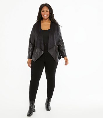 waterfall leather jacket plus size