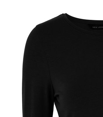 Image of Black Long Sleeve Crew Neck Top New Look