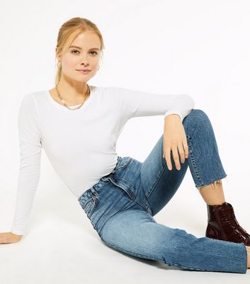 Image of White Long Sleeve Crew Neck Top New Look