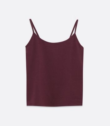 Burgundy Scoop Neck Strappy Cami New Look