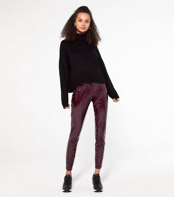 Burgundy discount vinyl leggings