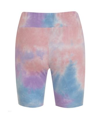 Image of Blue Tie Dye Cycling Shorts New Look