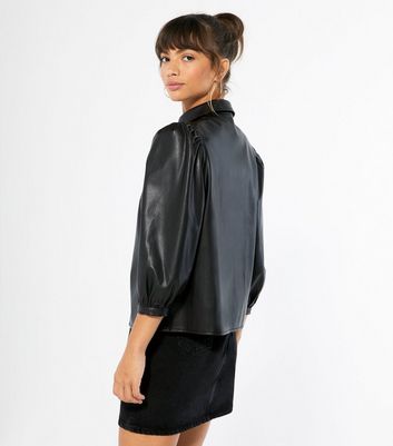 Leather look hot sale shirt womens