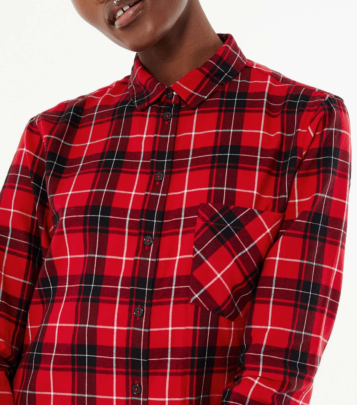 Tall Red Check Pocket Front Collared shirt Image 4