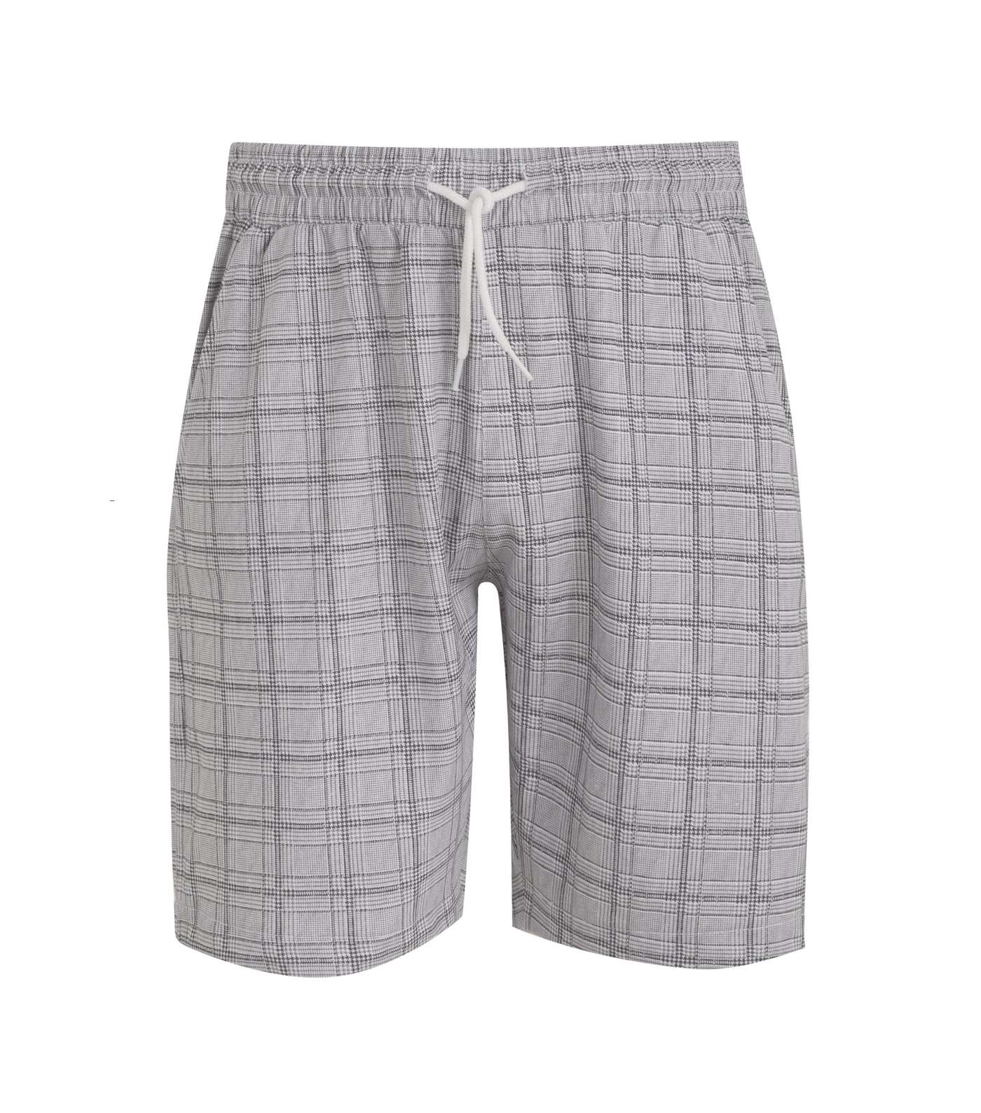 Grey Check Tie Waist Shorts