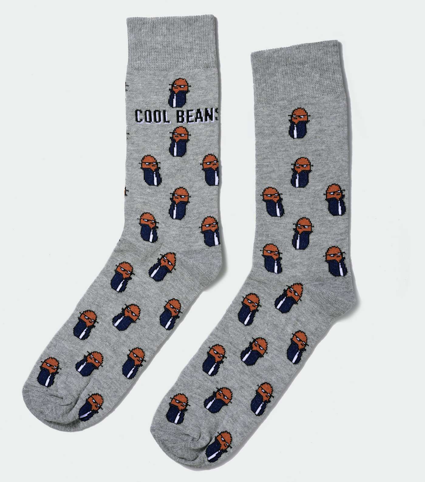 Grey Cool Beans Slogan Socks