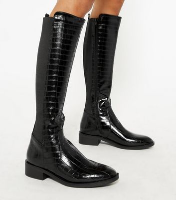 New look best sale black croc boots