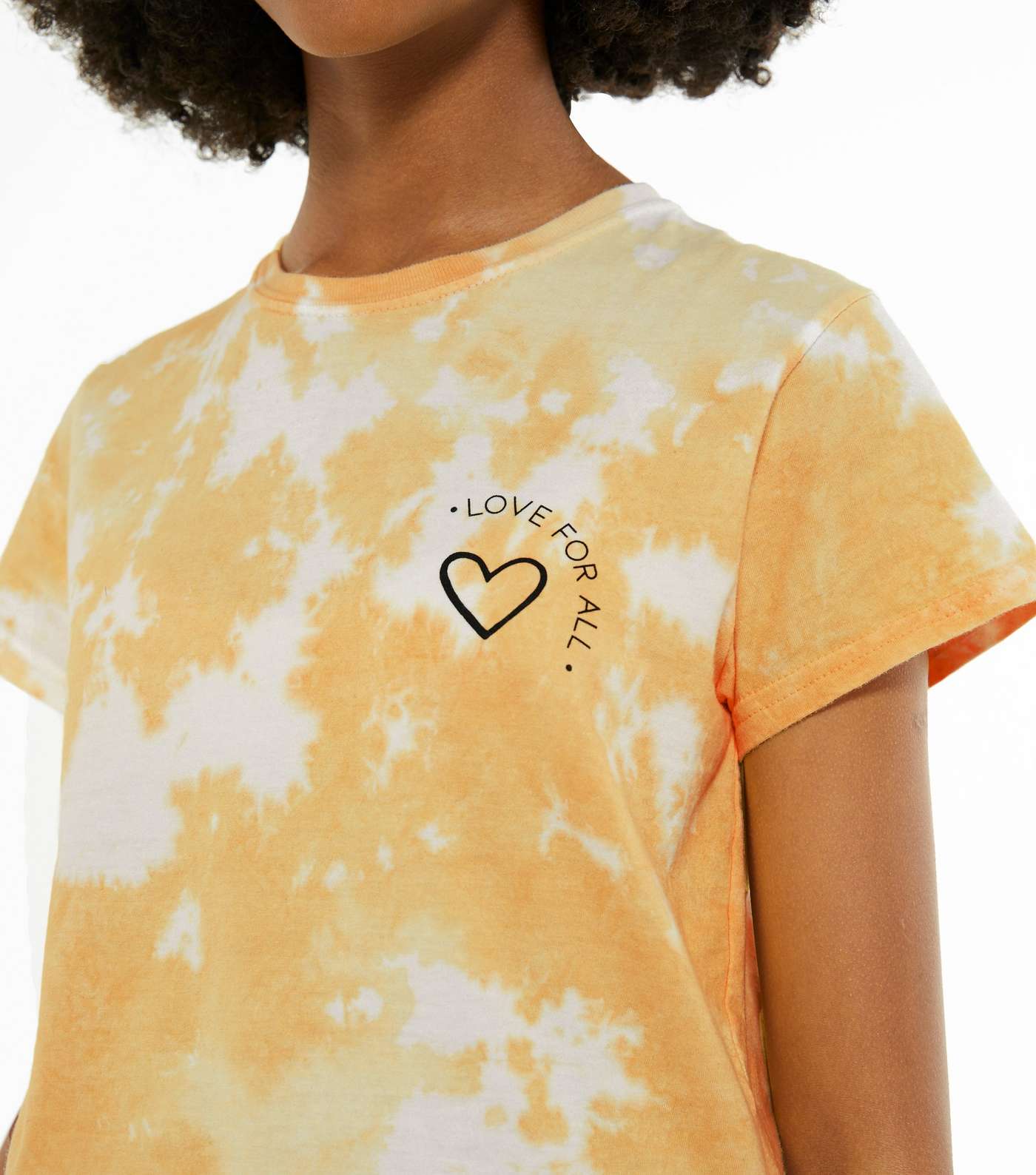 Girls Yellow Tie Dye Heart Slogan T-Shirt Image 3