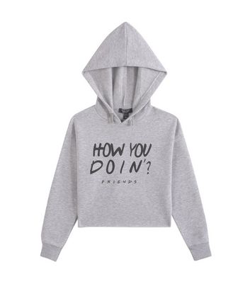 Girls Grey Friends How You Doin Slogan Hoodie New Look