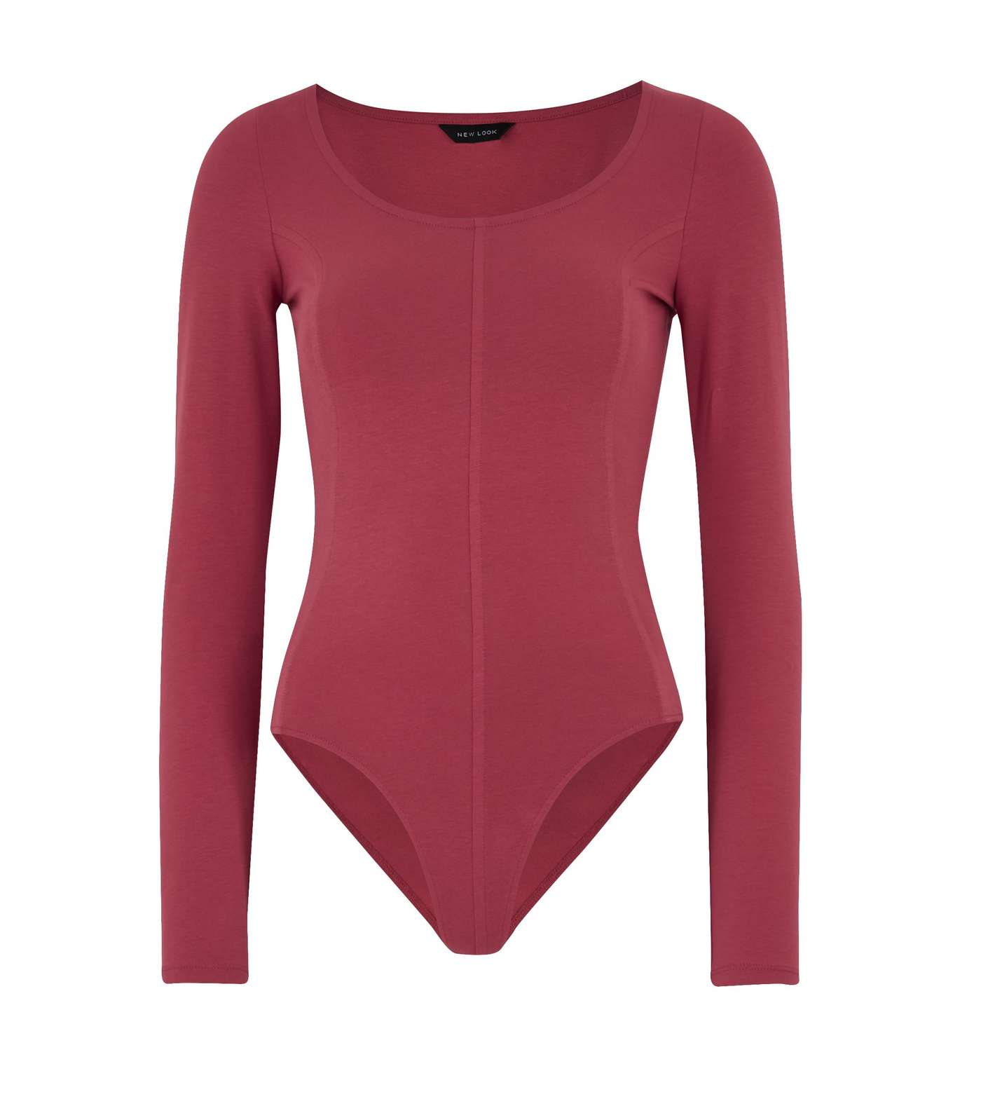 Deep Pink Long Sleeve Seam Front Bodysuit