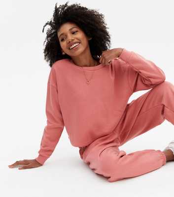 Girls Mid Pink Crew Neck Sweatshirt