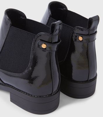 patent black flat boots