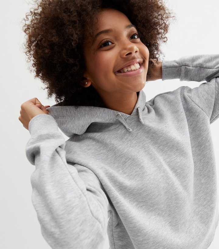 Girls Grey Jersey Hoodie