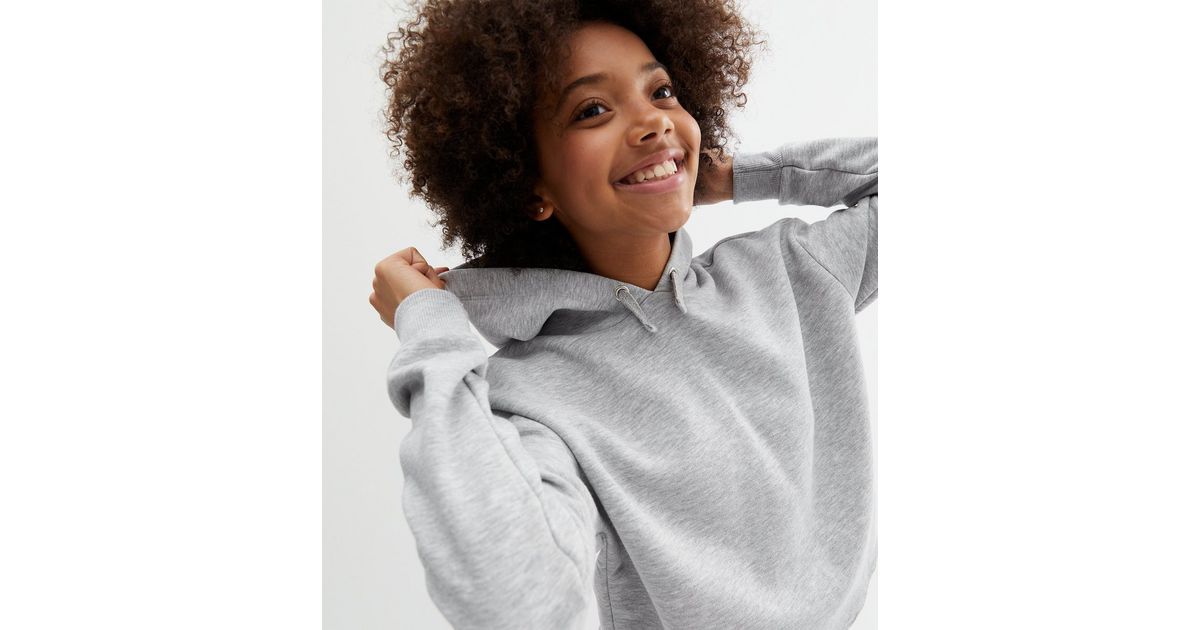 Girls Grey Jersey Hoodie | New Look