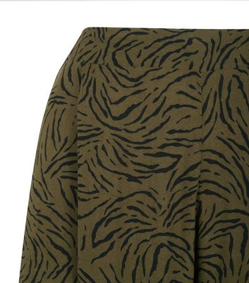 Image of Tall Khaki Zebra Print Cropped Trousers New Look