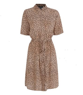 leopard print shirt dress new look